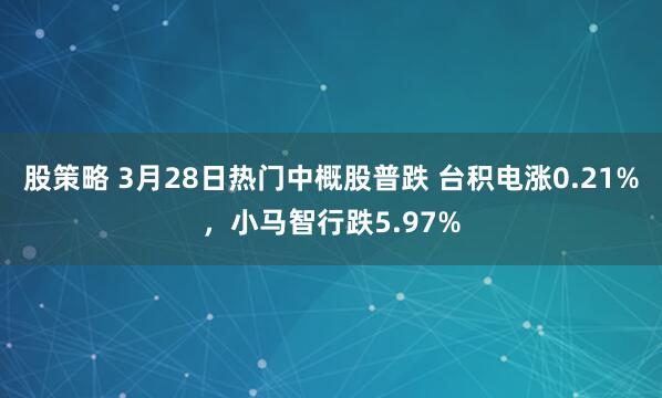 股策略 3月28日热门中概股普跌 台积电涨0.21%，小马智行跌5.97%